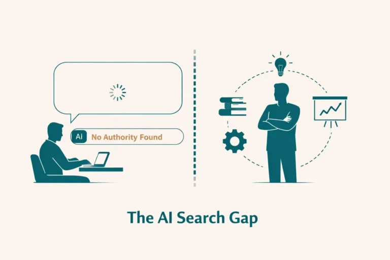 Illustration of the AI search gap shaping reputation management without authority signals