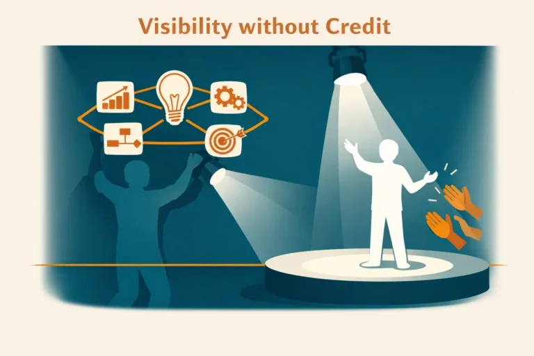 Illustration of credit visibility problem where original thinker stays outside the spotlight