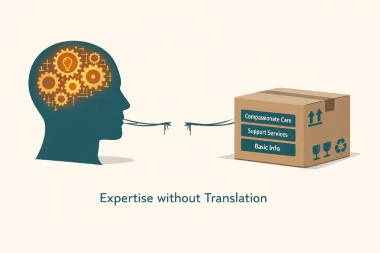 Illustration of hidden expertise with no market signal for AI visibility